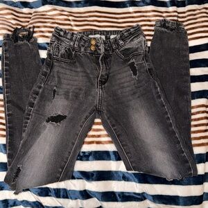 Zara Charcoal Distressed Skinny Jeans